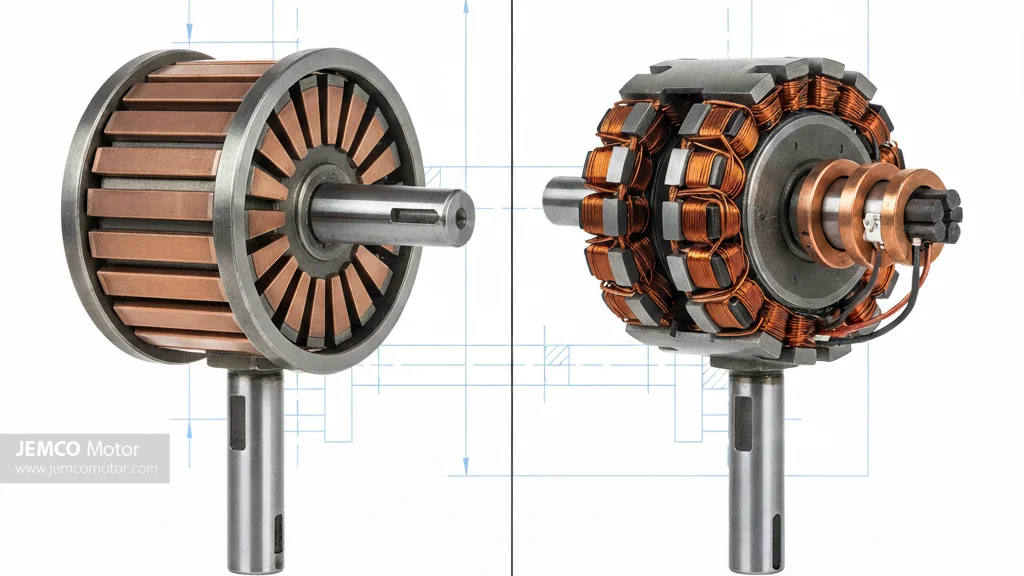 تفاوت ساختاری روتور قفس سنجابی و روتور سیم‌پیچی شده